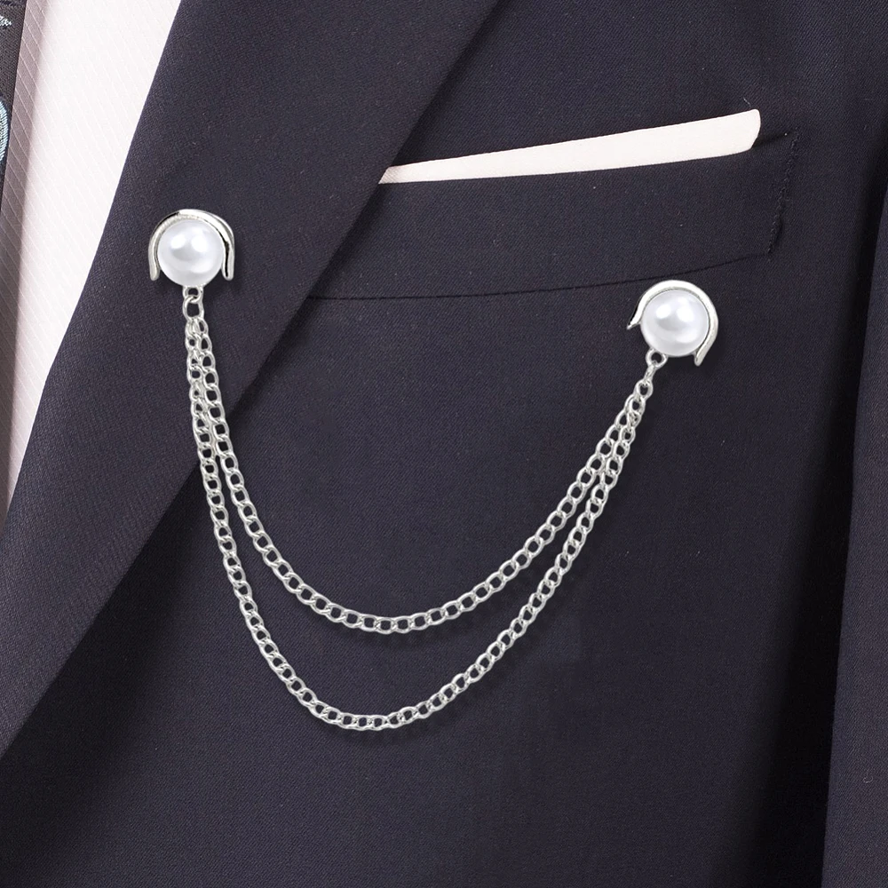 2個入りパールチェーンピンタッセルブローチピン、ゴールドシル - Brooch Pin Gold のレビューと価格