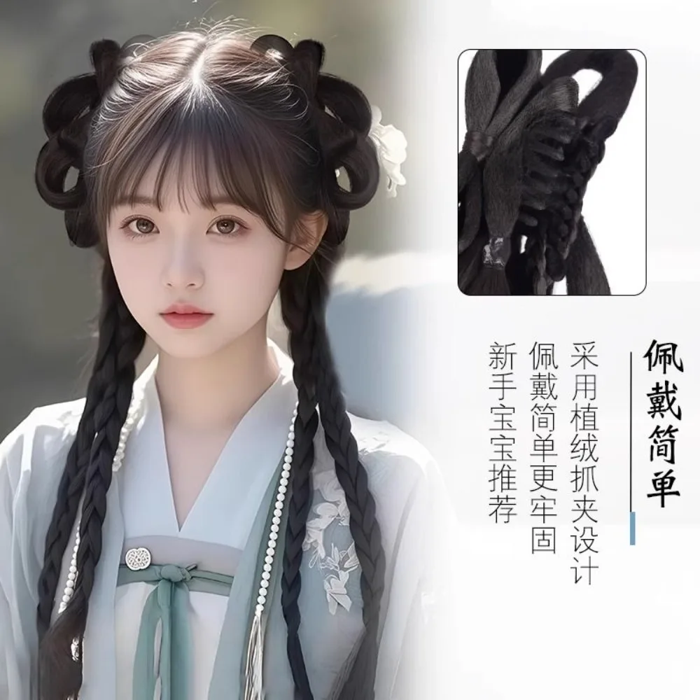 ‌ Kit per capelli Hanfu istantaneo - Panino cinese antico con clip all-in-one con imbottitura ‌ ‌ Set di capelli cinesi antichi