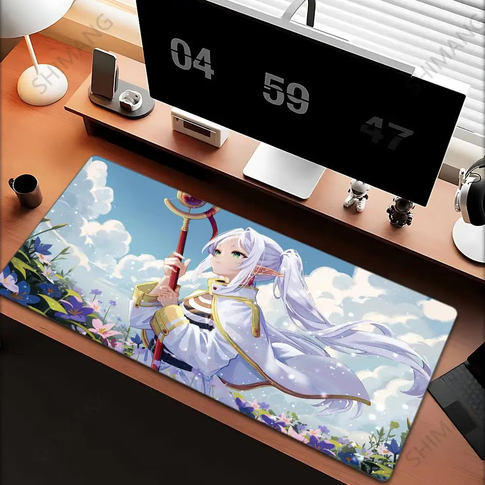 

Kawaii Anime Girl Mouse Pad Sousou No Frieren Beyond Journey End Keyboard Rug Laptop Lotus Flower Gaming Mousepad PC HD Desk Mat
