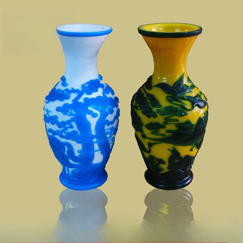 

Glazed precious color glaze engraved vase, high-quality glazed