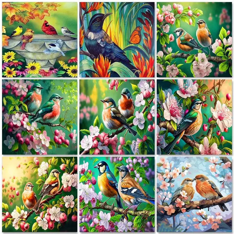 

GATYZTORY Frame Painting By Numbers For Adults Birds Picture Coloring By Numbers Flower 60x75cm Handicrafts For Personalized Gif