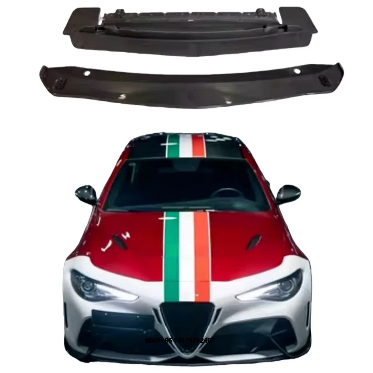 KQX For Giulia Side Skirts trunk lid Front and Rear Bumper Body Widebody Kit Fenders air Dams Diffusers Engine Hood
