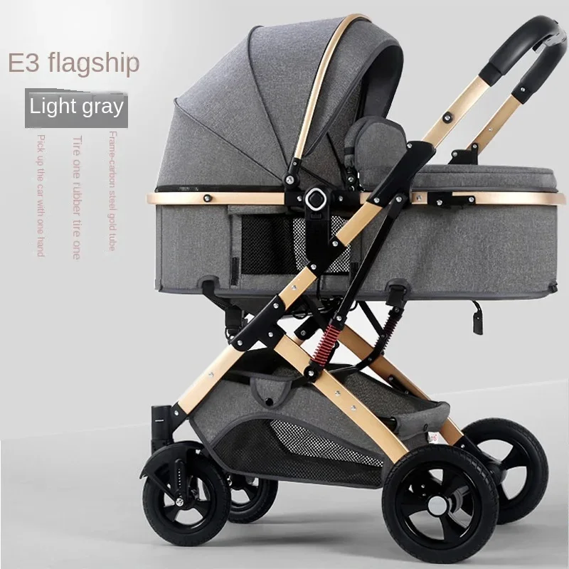 Baby Stroller High Landscape Lightweight Travel Stroller Newborn Baby Two-way Swivel Seat Foldable Four-wheeled Stroller