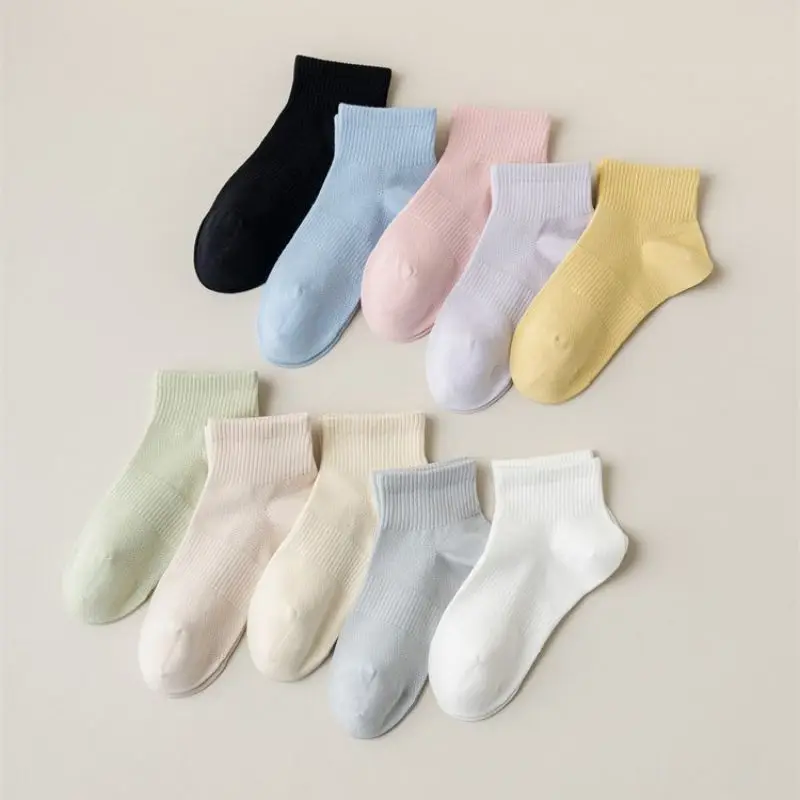 

Summer Socks For Women Mesh Ventilation Candy Color Cotton Socks Middle Tube Widen The Waist High Resilience Stockings For Women