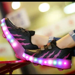 New Boys Roller Skate Shoes Girls Automatic Jazzy LED Lighted Flashing Roller Skates Children Sneakers Led With One/Two Wheels