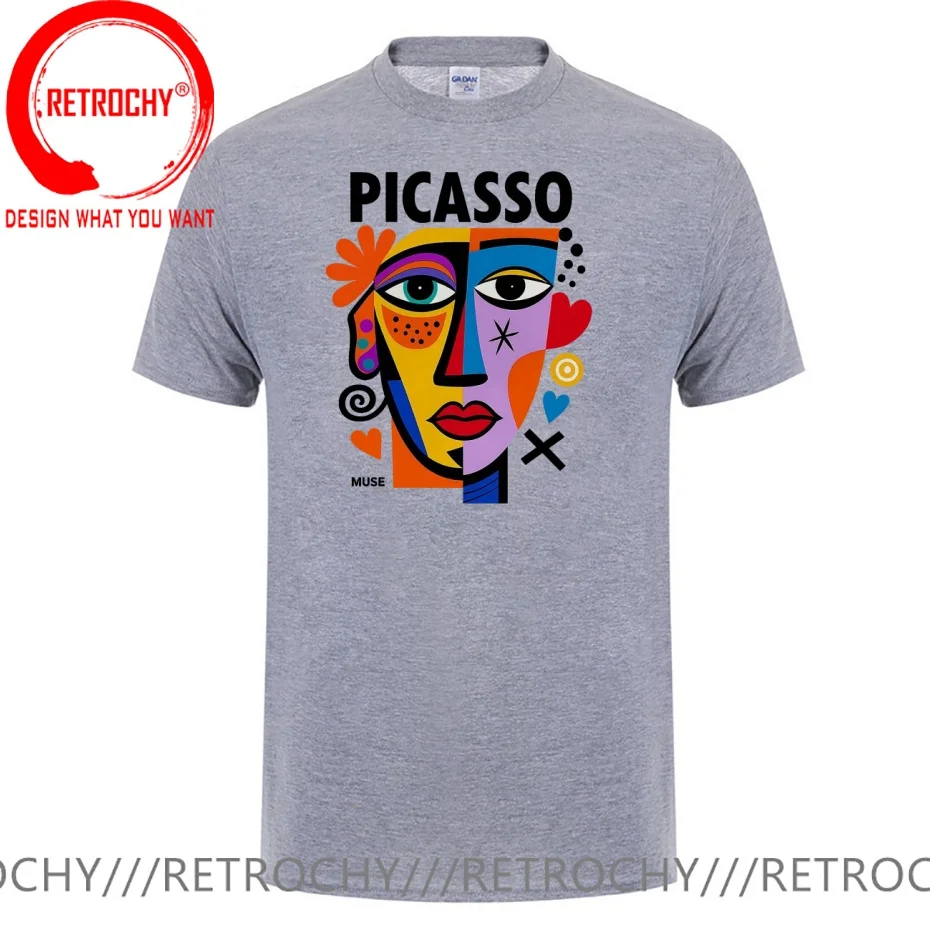 Picasso Art Retro Abstract Cubist Face Pattern Modern Art T Shirt Men Fashion Trendy Casual Clothing Stylish Tops Tee Shirt