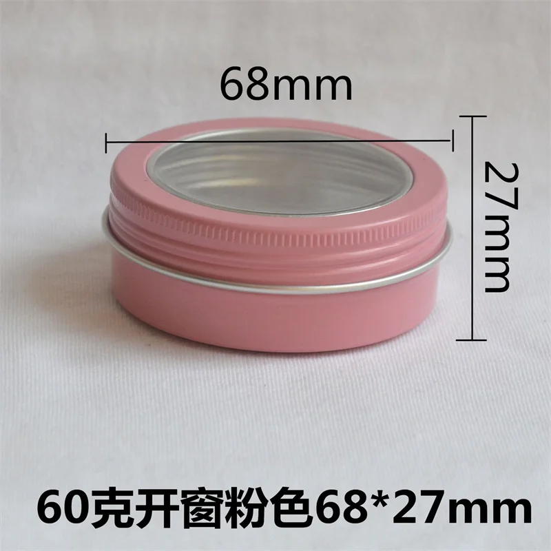 200pcs 2oz 60ml Black/Gold/White/Pink Empty Round Aluminum Tin Cans with Clear Top Window Lids For DIY Cosmetic ,Lip Balm, Cream