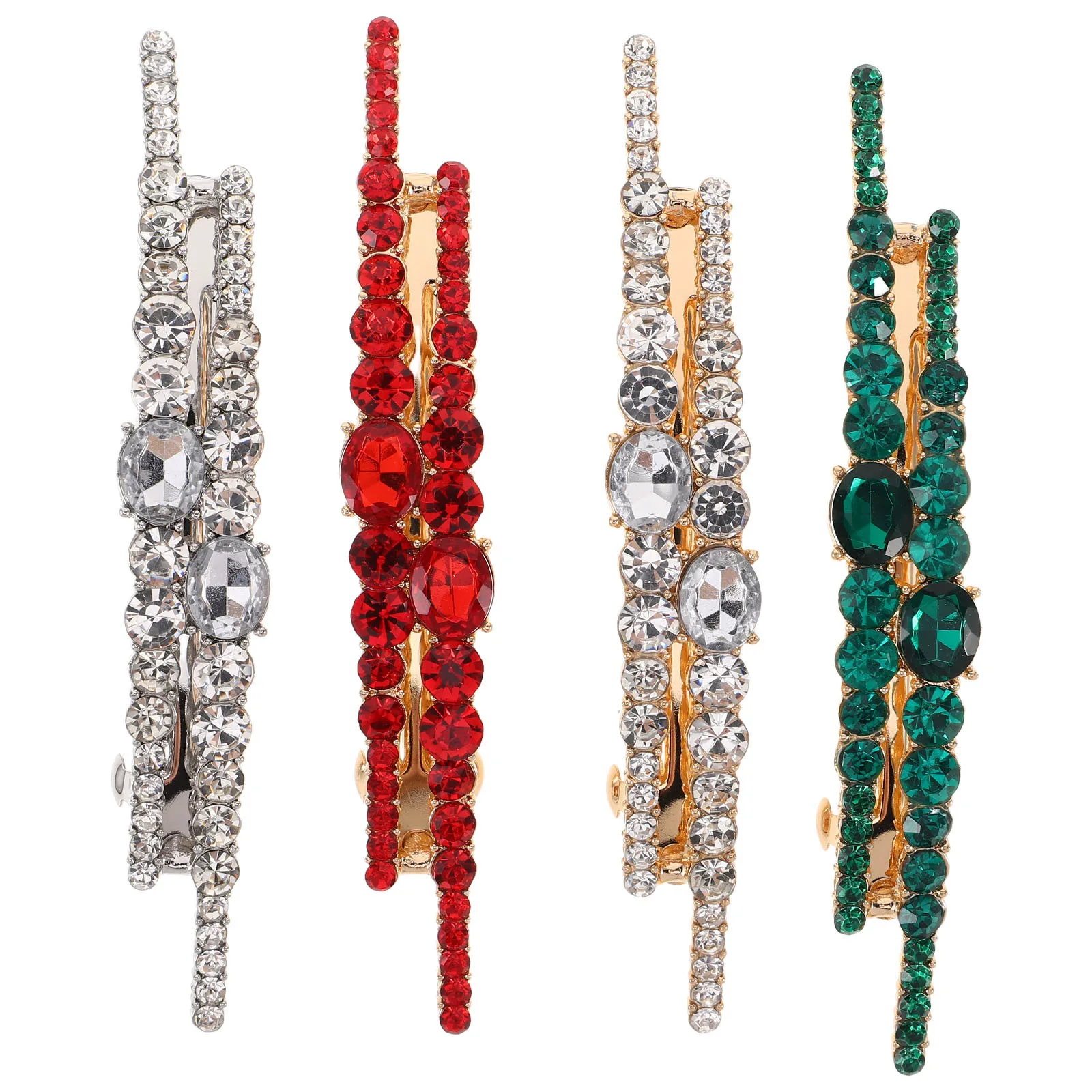 4 قطع من مشابك الشعر المصنوعة من حجر الراين، مشبك كريستالي ملون لحفلات الزفاف وإكسسوارات الشعر ودبابيس شعر كريستالية للنساء #6