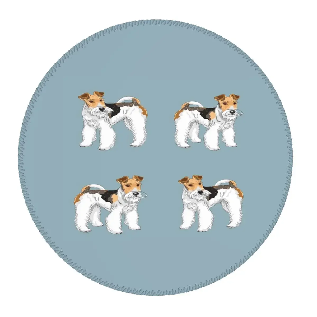 Retro Wire Haired Fox Terrier Design Round Mouse Pad Computer Keyboard Mouse Mat Gaming PC Desk Mat Office Accessories Table
