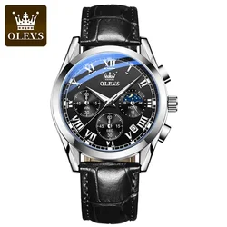 OLEVS – montre à Quartz pour hommes, montres de luxe de marque supérieure, Phase de lune, étanche, mode chronographe, montres-bracelets pour hommes