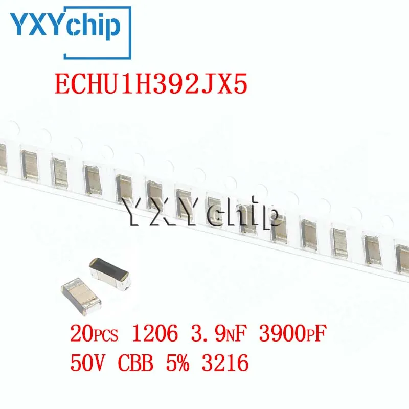 

20 шт., 1206 дюйма, 5% НФ, 3216 пФ, 50 в, Cbb Echu1h392jx5 Smd, металлизированный фотоконденсатор, новый оригинальный