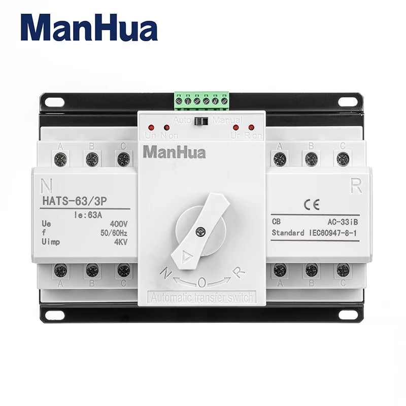 

ManHua HATS-63/3P 63A 230VAC Dual Power Automatic Transfer Switch CB Type Switch ATS