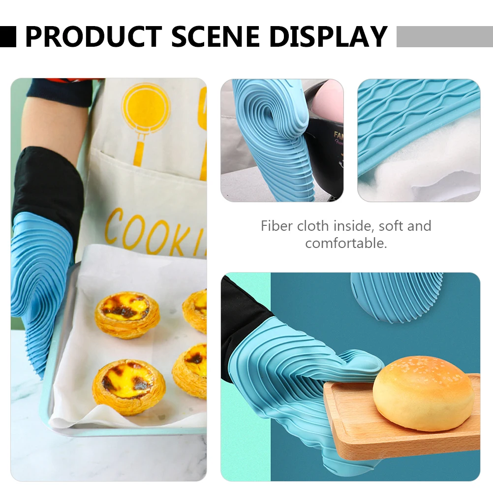 

Silicone Oven Mitts High Temp Resistance Microwave Gloves Heat Insulation Kitchen Wall Cabinet Hanging Easy Clean
