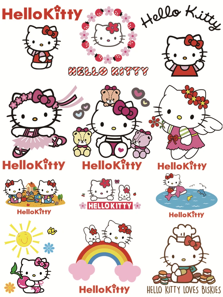 Lovely Hello Kitty Iron-on transfers for clothing patch DIY Sewing iron on transfer Flex fusible transfer