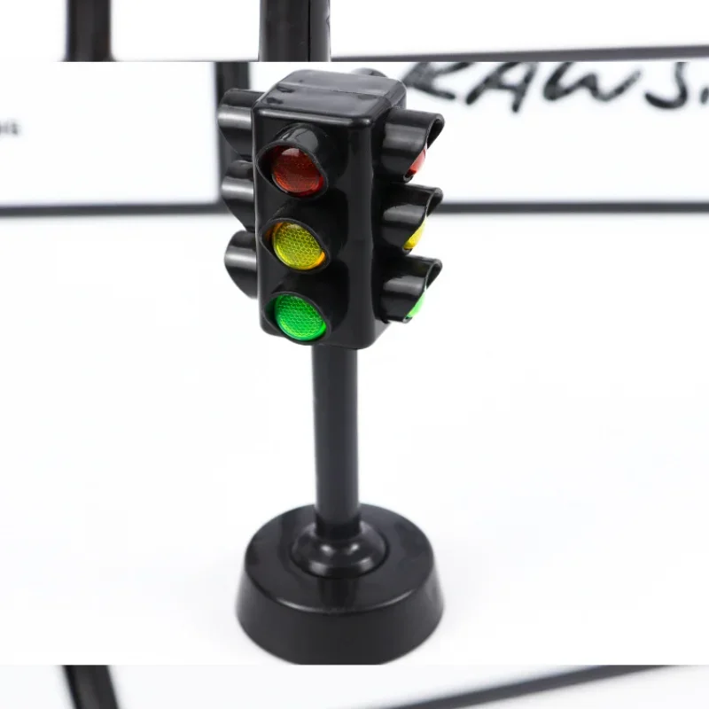 Simulated Two-Sided Traffic Lights Road Sign Lamp Crosswalk Signals with Base Early Learning Toys for Boys & Girls