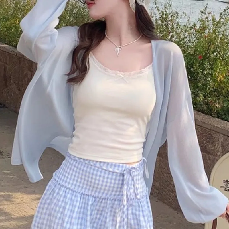 

Sweaters Knitted Sweater Women Cardigans V-Neck Sunscreen Knit Sweater Cardigan Women Tops New Long Sleeve Sueter Feminino Q3547