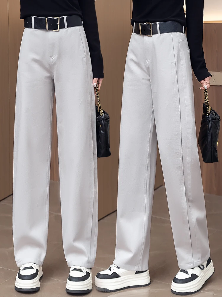 

Джинсы женские с высокой талией, утягивающие, узкого кроя, из денима, весна-осень 2026, новые популярные широкие брюки-клеш