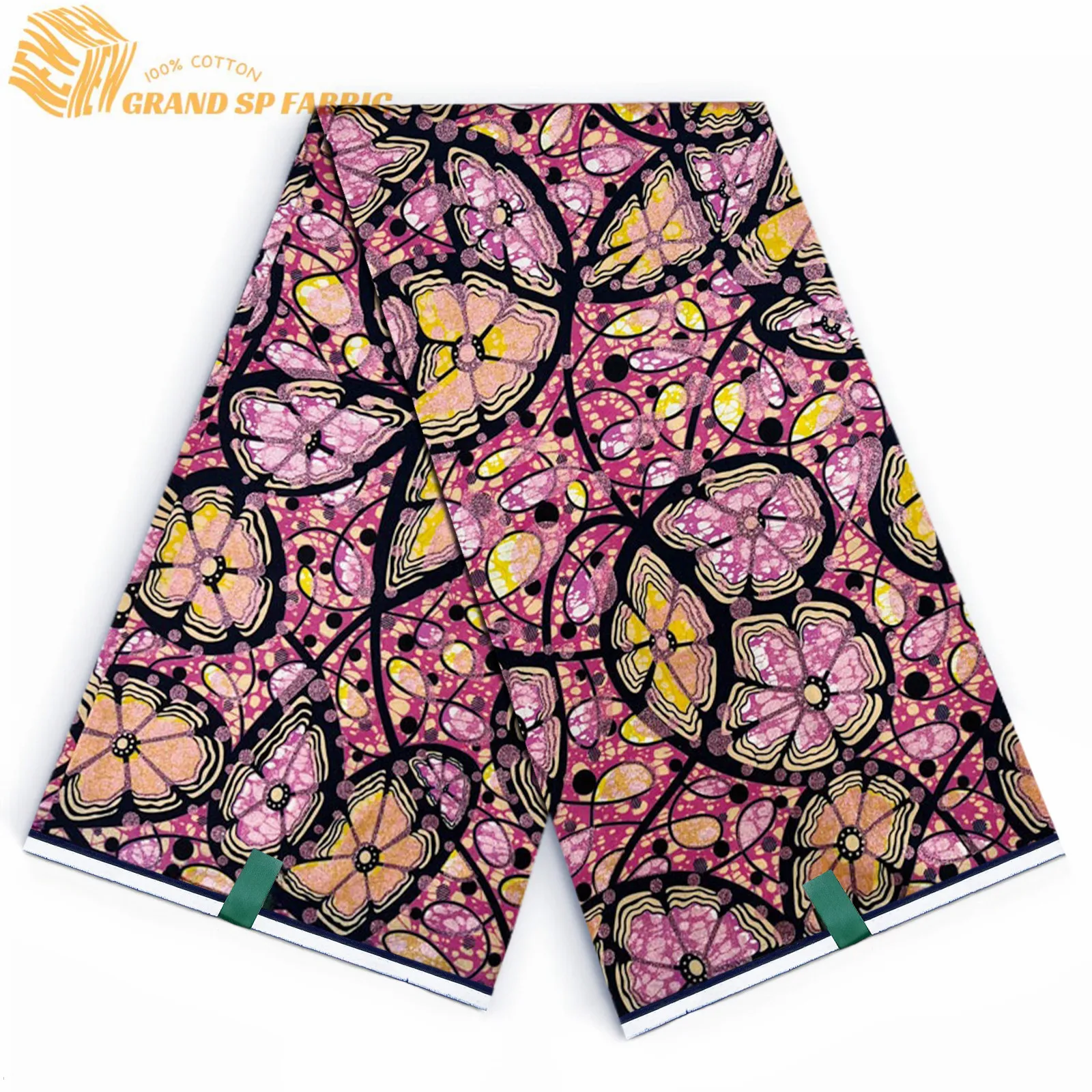 

Блестящая супер ткань, 100% хлопок, африканская восковая ткань, высококачественная восковая ткань Анкара с восковым принтом для шитья, 6 ярдов, женская ткань