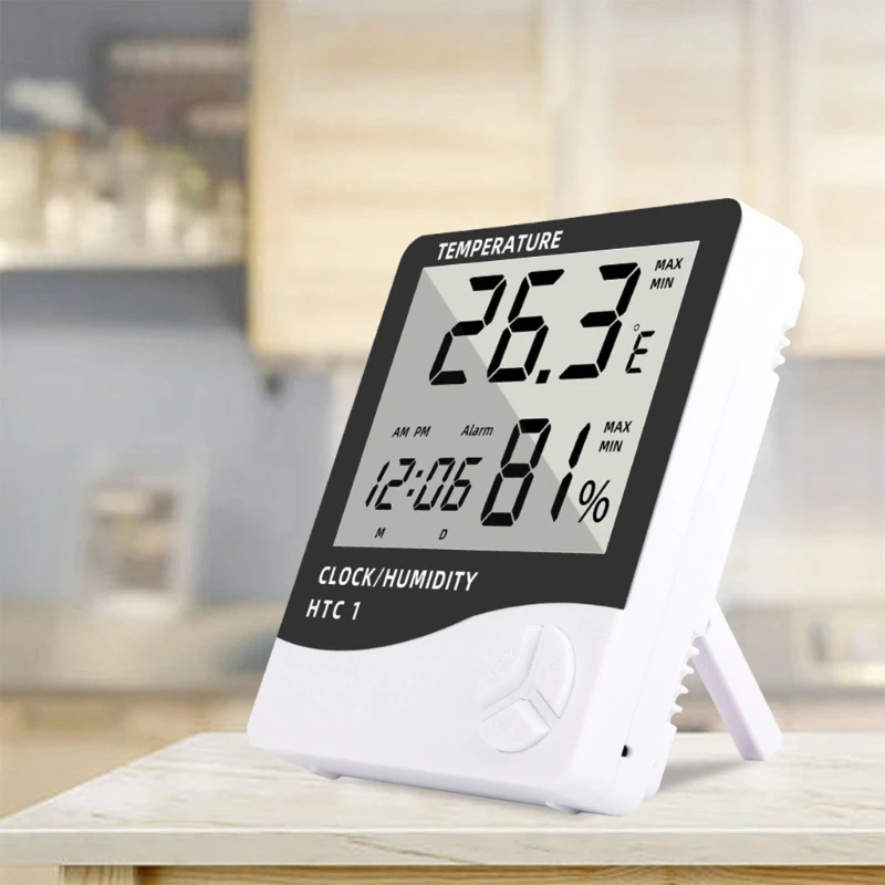 Electronic Thermometer Hygrometer Wall Mount Desk Temperature Humidity Detector