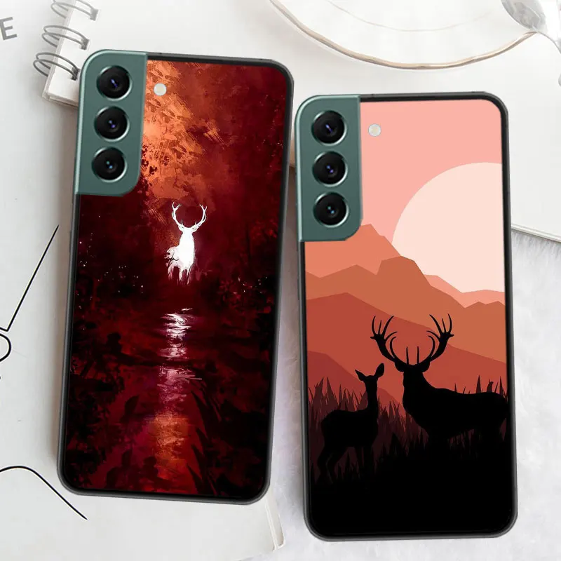 Shooting Elk in The Sunset Forest Phone Case For Samsung S8 Galaxy Note 20 Ultra 10 Lite 9 8 M12 M21 M30S M31 M32 M51 M52 J8 J6