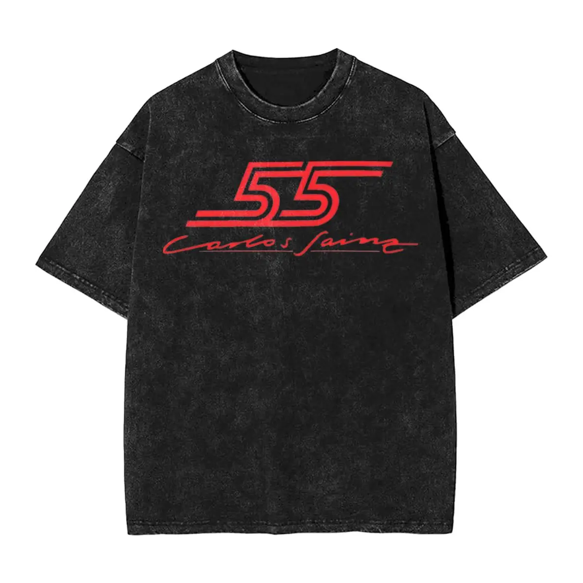 

Men Women's T Shirt Carlos Sainz Jr. 55 Washed T Shirts Popular Summer Tees Vintage Print Casual Tops Gift Idea
