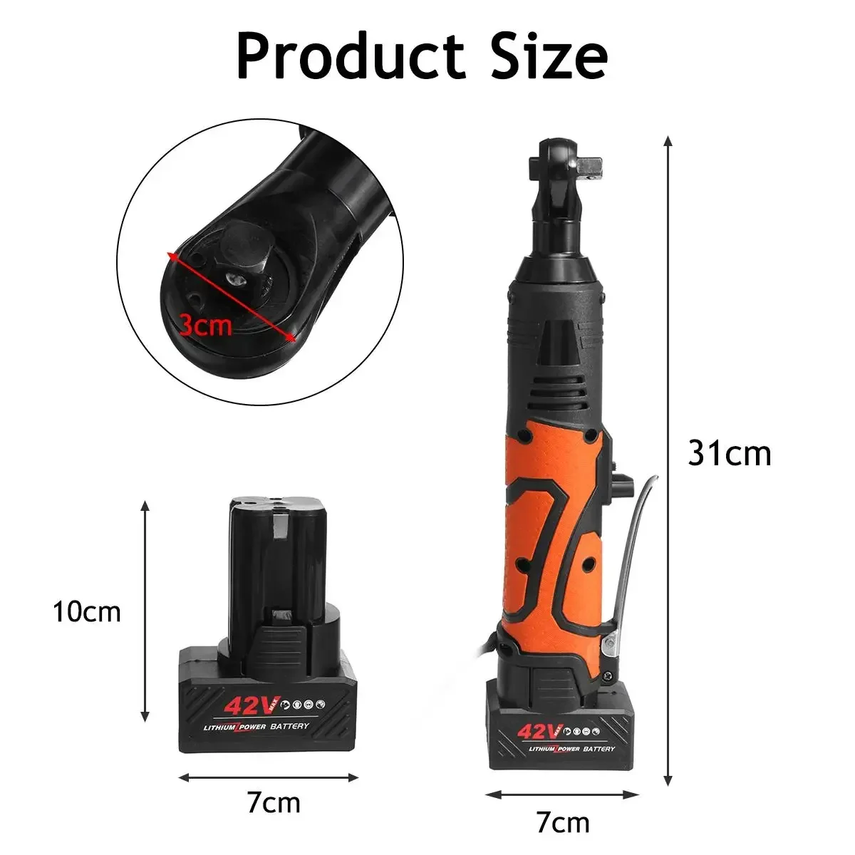 42V Efficient Electric Wrench Angle Drill Screwdriver Cordless 3/8 Ratchet Wrench Scaffolding 100NM With 1/2 Lithium-Ion Battery