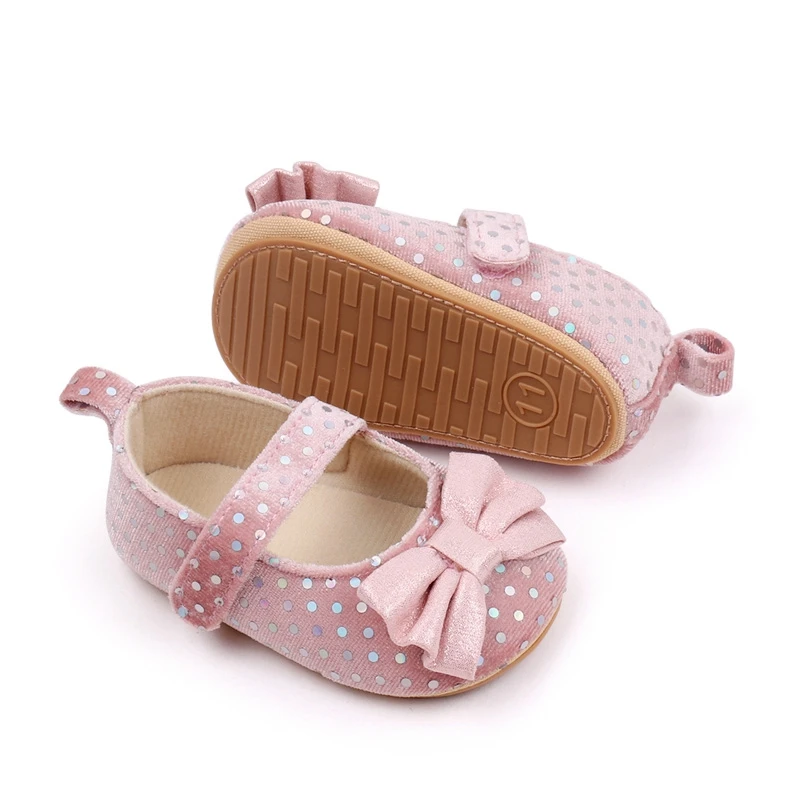 

Baby Girls Cute Moccasinss Sequins Dot Bowknot Decor Soft Sole Flats Shoes First Walkers Non-Slip Summer Princess Shoes