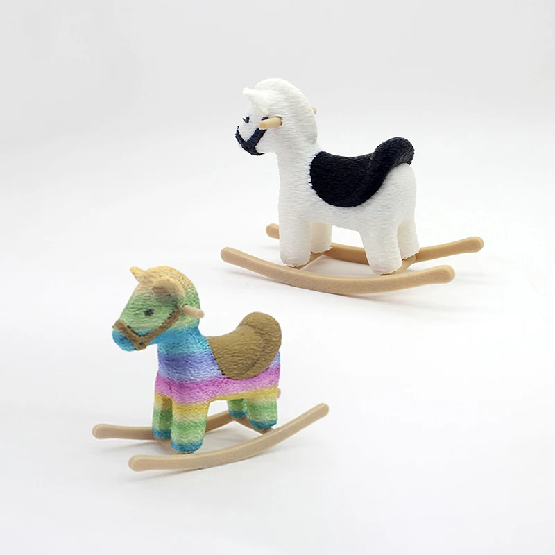 1/12 Dollhouse Mini Trojan Horse Rocking Horse Chair Doll House Furniture Decoration Dollhouse Micro Scene Ornament Kid Toys