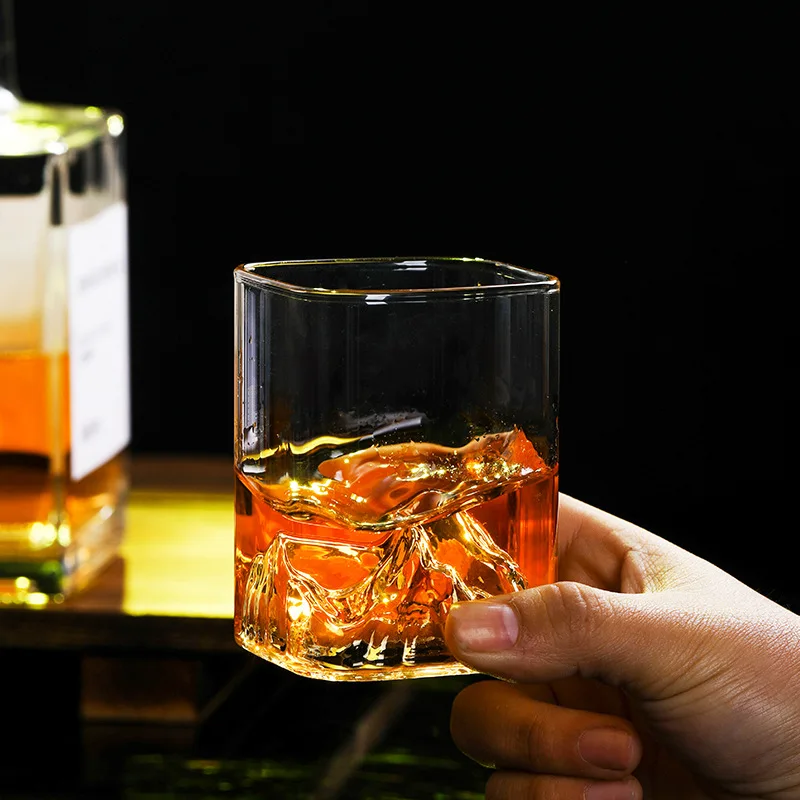 Japanische Glas Glacier Mountain Teetasse Mt. Fuji Hitzebeständige Glas-Teetasse für das Büro, praktisches Retro-Weinglas, Whiskybecher für Zuhause