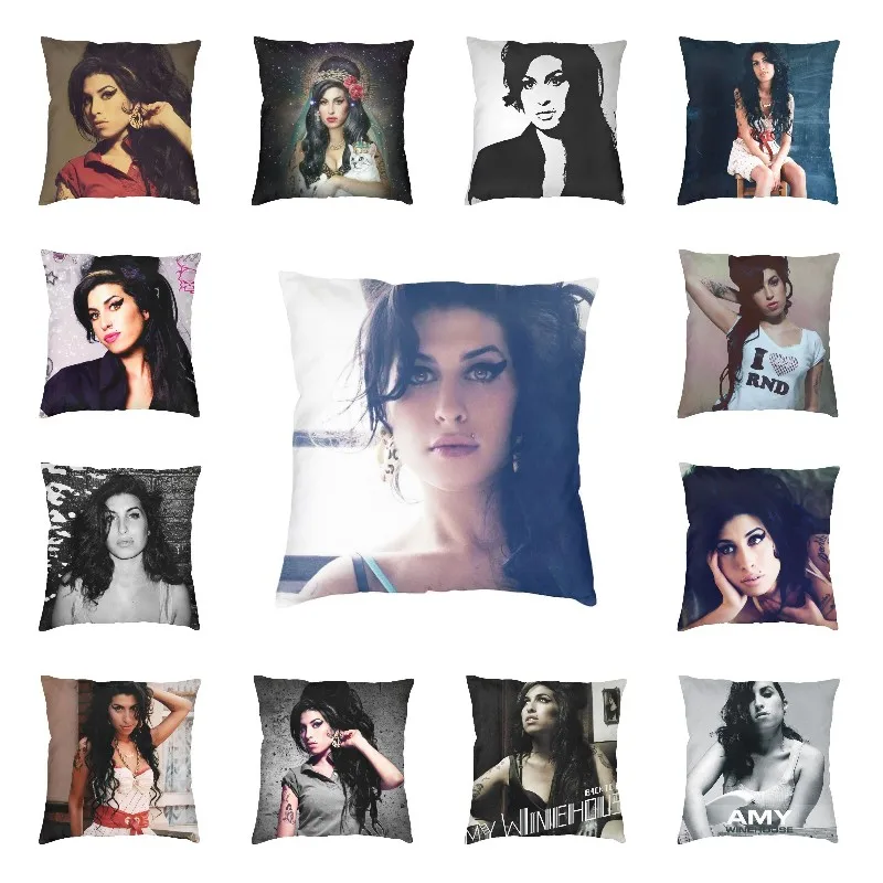 Cute Amy Winehouse Cushion Cover 45x45cm Famous Singer Soft Luxury Pillows Case Home Decor