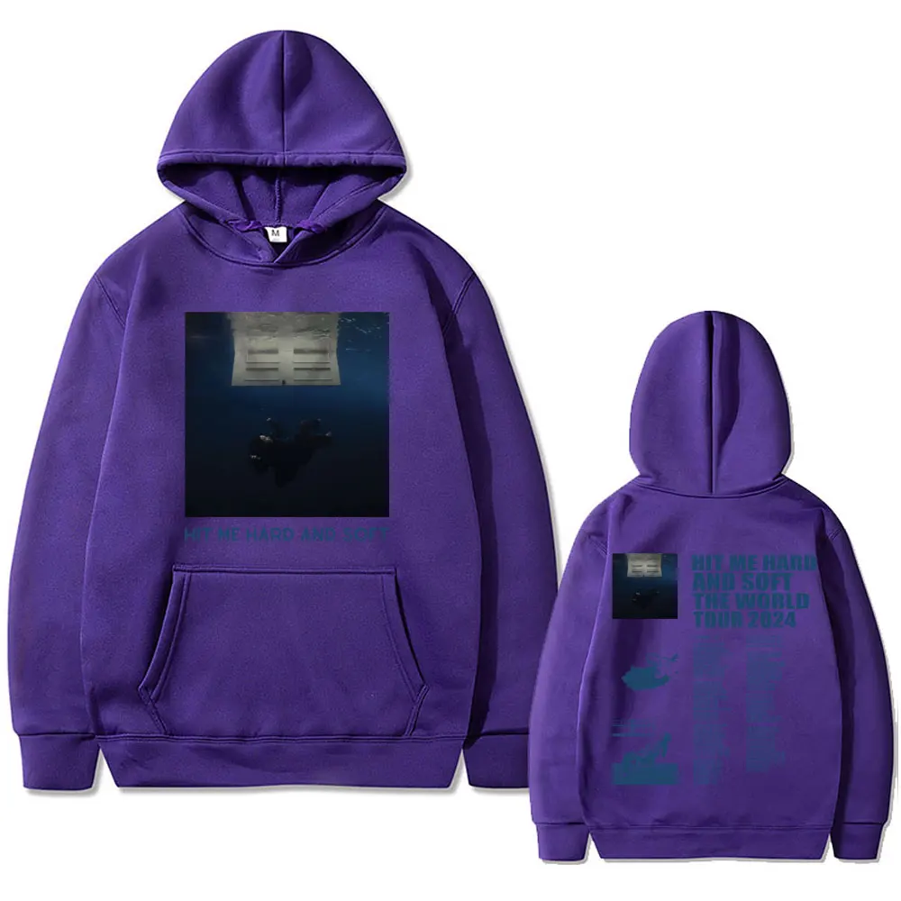 Hit Me Hard and Soft The World Tour 2024 Music Album Double Sided Print Hoodie Men Women Hip Hop Oversized Streetwear Hoodies