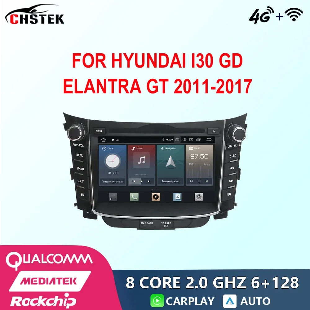 

Автомобильный радиоприемник CHSTEK, 7 дюймов, Android 12, для Hyundai i30 GD Elantra GT 2011-2017, Qualcomm, DVD, GPS, CarPlay, Wi-Fi, 4G, Bluetooth, DSP, Авторадио