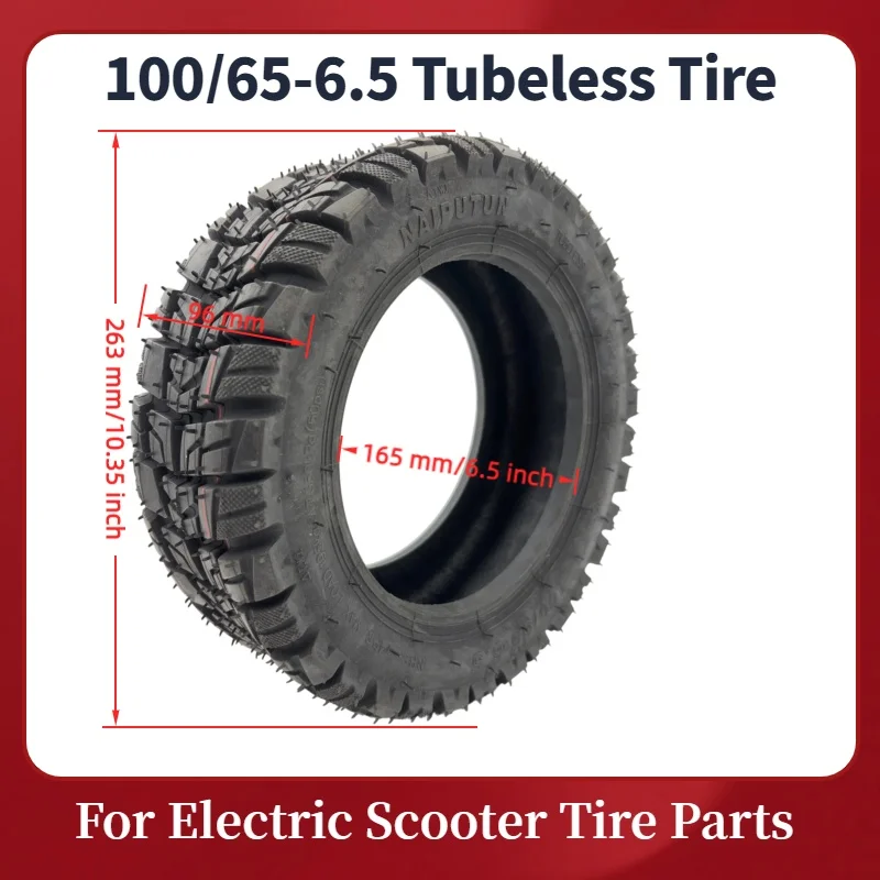 

100 65 6.5 Inch Widen Thicken Off-Road Tire Rubber Shock Absorption 11inch Diameter Inflatable Nozzle for Scooter