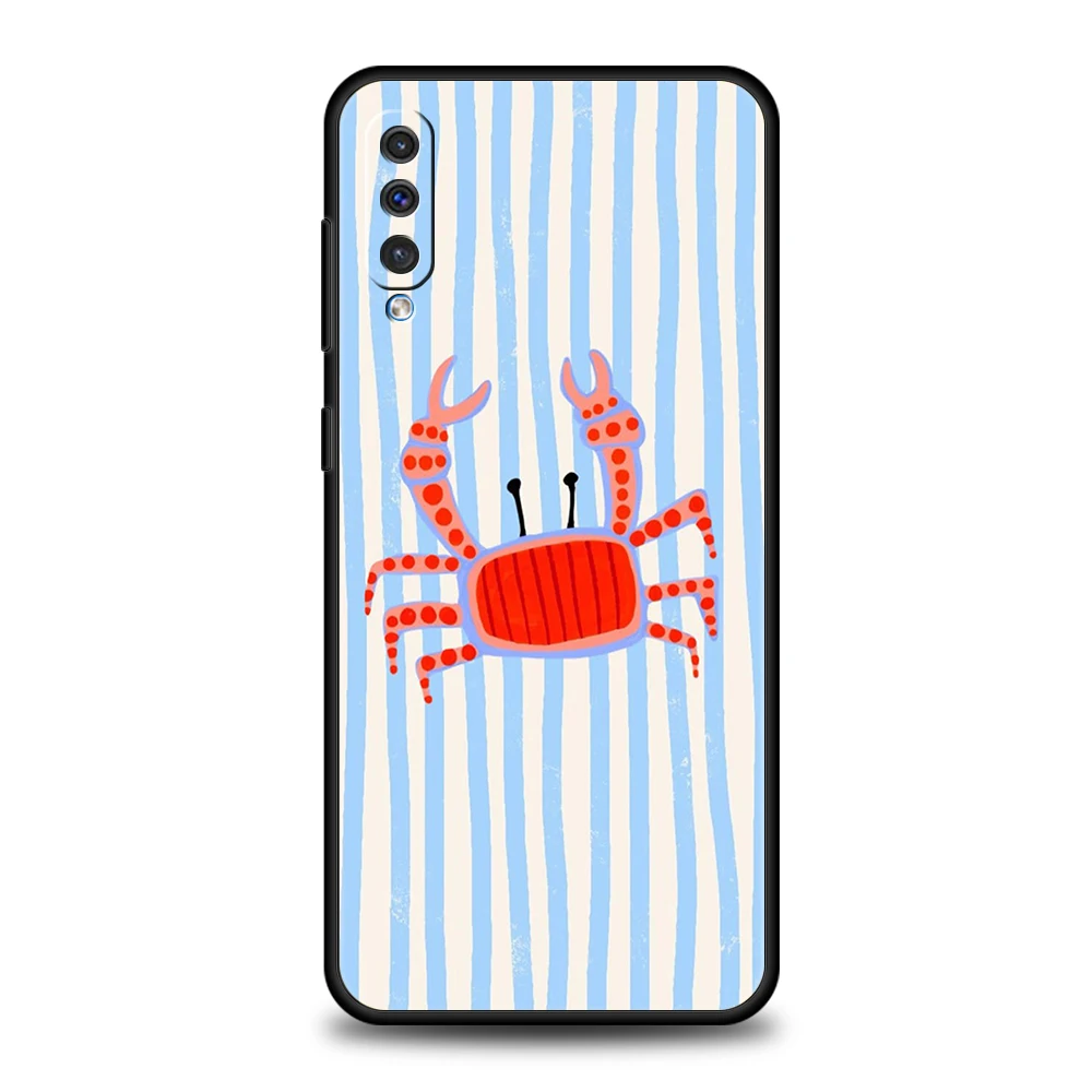 Phone Case for Samsung Galaxy A57 A56 A37 A36 A26 A16 A14 A12 A42 A34 A24 A22 A10S A20E 5G Soft TPU Shell Crab Striped Pattern