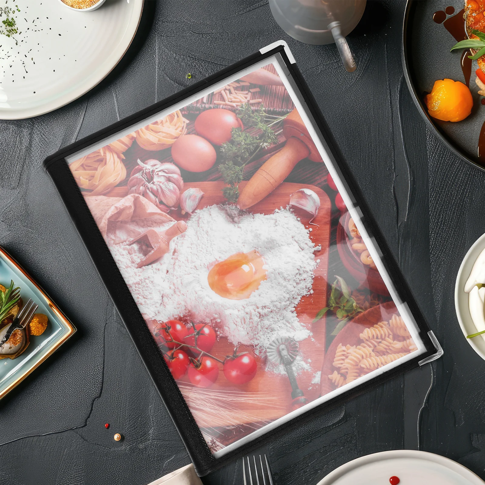 Porta Menu a 3 Pagine e 6 Lati in PVC Trasparente, Libro Menu per Ristoranti, Caffè, Bar, Lista Vini, Copertina Protettiva Riutilizzabile