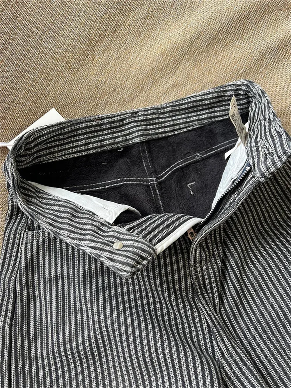 Streep Print Winter Baggy Jeans Vrouwen Vintage Amerikaanse Hoge Taille Casual Y2k Denim Broek Dames Koreaanse Rechte Wijde Pijpen Broek