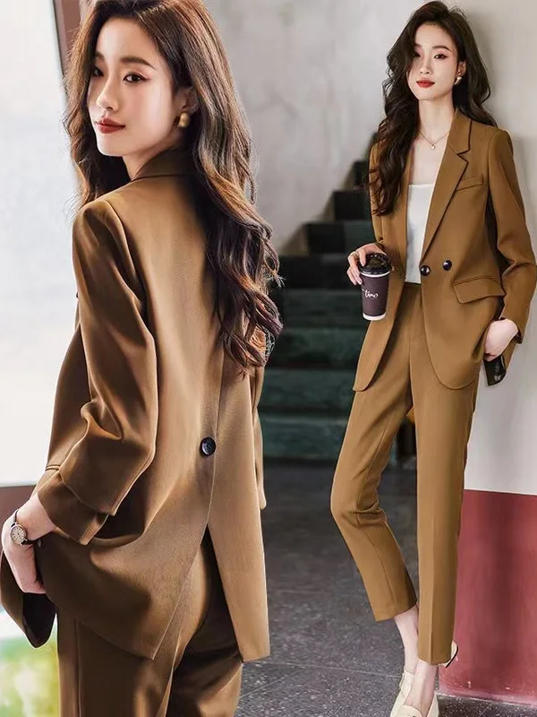 

Элегантный женский костюм: пиджак и брюки, коллекция Весна-Осень 2025, высококачественный, профессиональный, деловой, комплект из двух предметов
