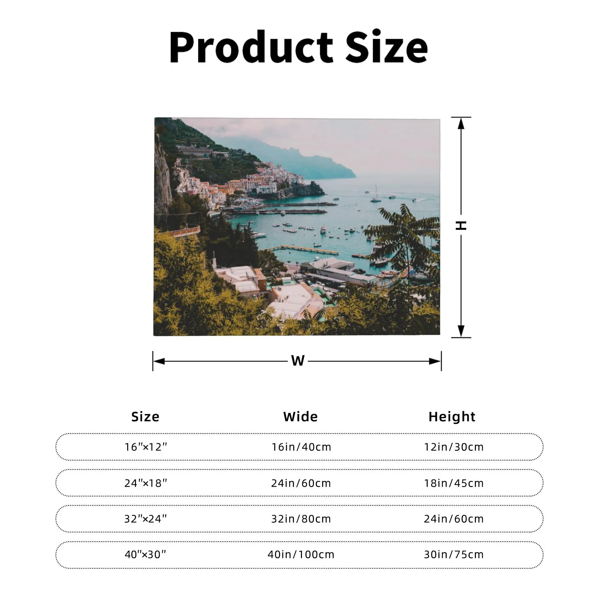 البحر الأبيض المتوسط نمط إيطاليا بحيرة كومو المناظر الطبيعية الخلابة المشهد ليكسايد العائمة مؤطرة قماش ملصق جدار ديكور