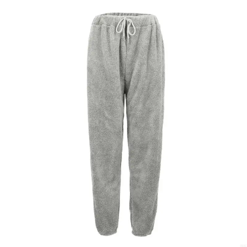Pantaloni da donna in morbido pile 39BC con coulisse, comfort invernali, salotti per notte, pantaloni per casa