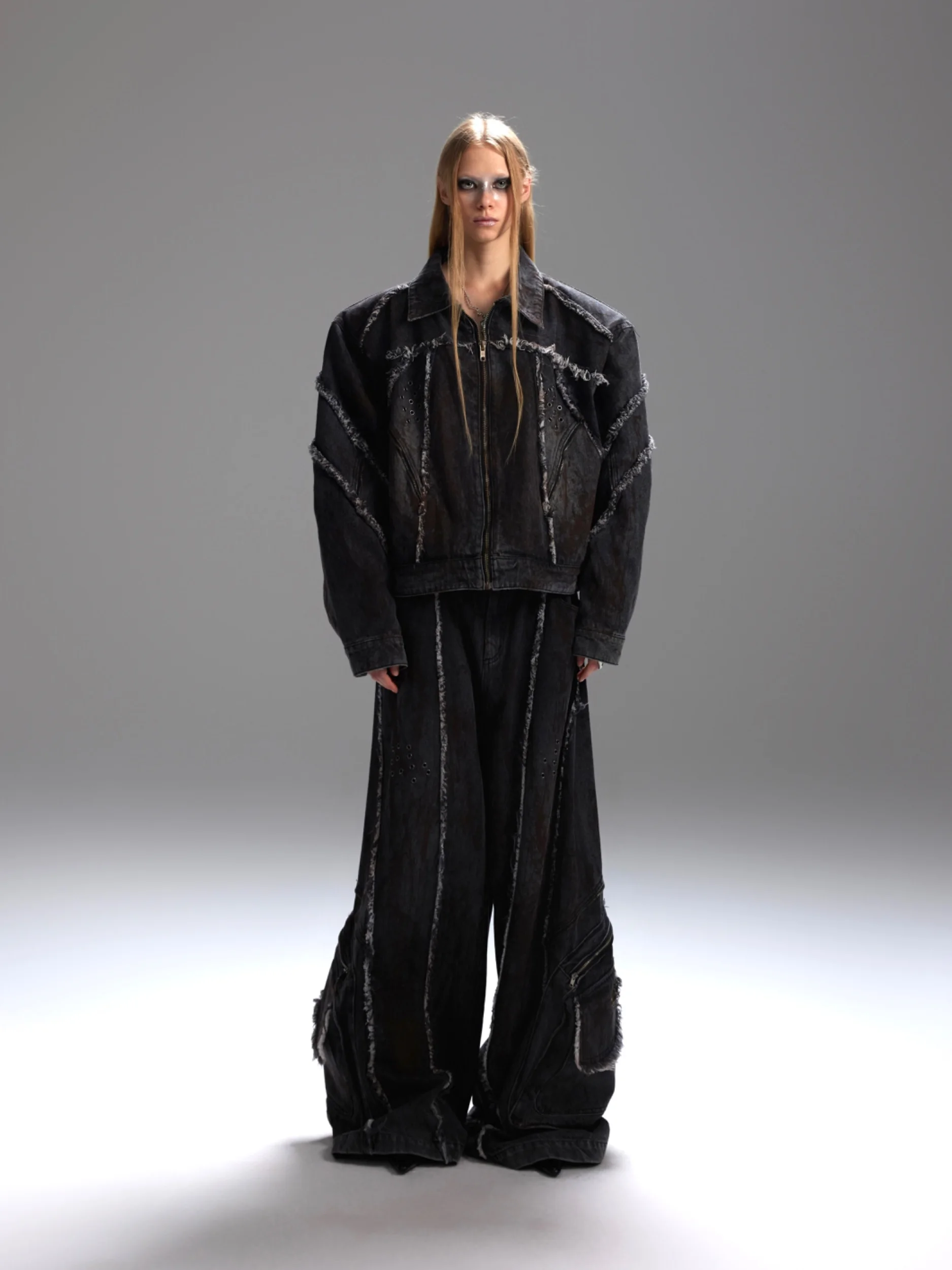 

Ретро джинсовая куртка с эффектом потертости, с подплечниками, в стиле панк, из хлопка, повседневная верхняя одежда для подростков