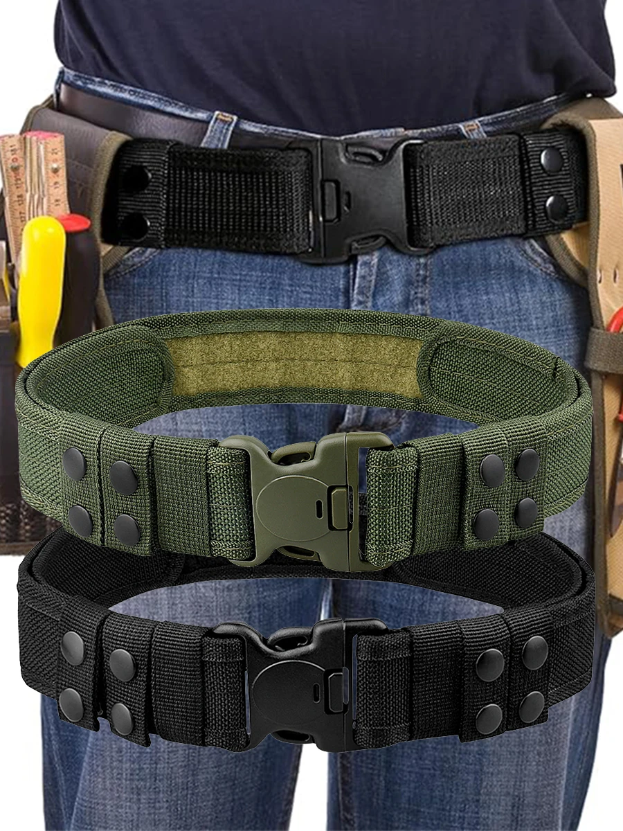 Multi-Functional Tactical Belt for Men - Nylon Polyester Woven Waist Strap, Durable & Breathable for Outdoor Sports Activities