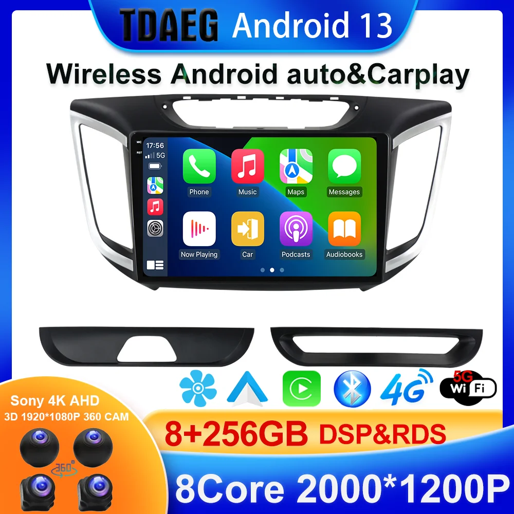 Android 13 256G For Hyundai Creta IX25 2015 2016 2017 2018 2019 Car Radio Multimedia Video Player Navigation No 2din 2 din dvd