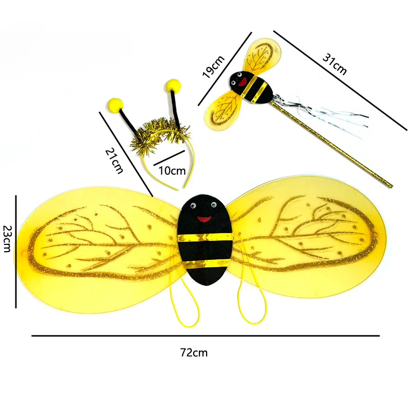 Kawii Bee تأثيري حلي اكسسوارات أنيمي الأصفر الجنية Headbands أجنحة العصا نحل العسل هالوين حفلة عيد ميلاد الدعائم هدايا عيد الميلاد #6