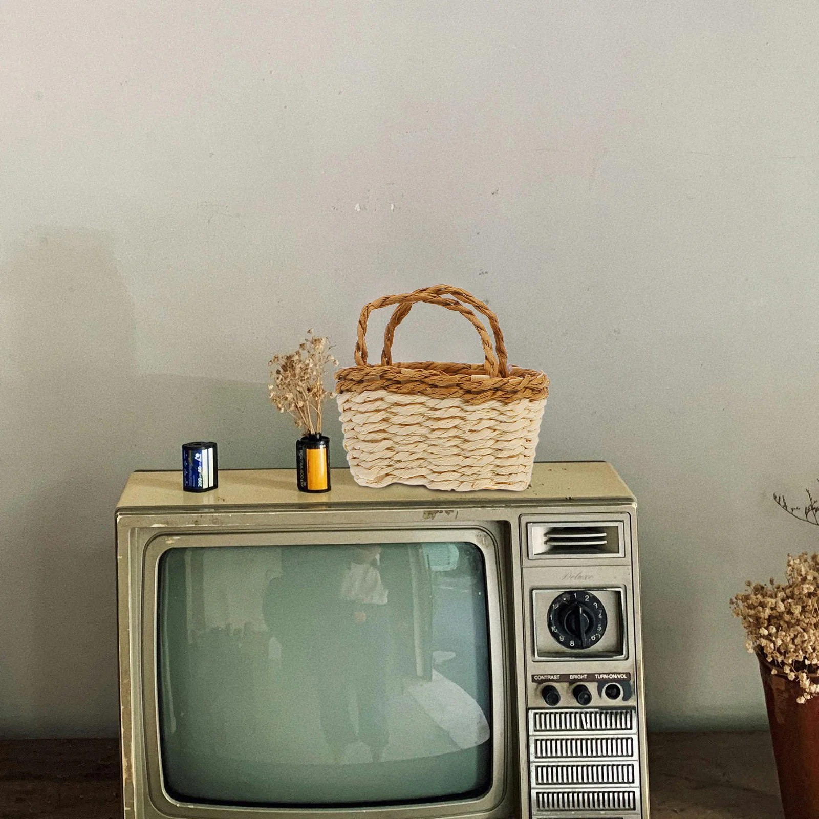 

2Pcs Small Woven Baskets Stylish Minimalist Design Mini Basket for Accessories Display Decor Craft