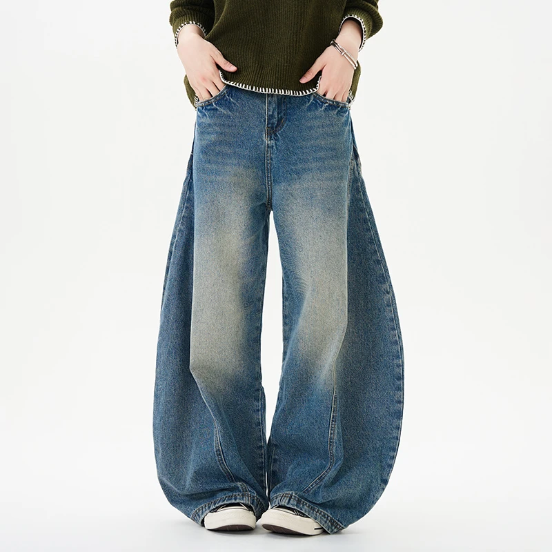 

Arc Wide Leg Jeans Men Women Streetwear Vintage Washed Denim Loose Casual Baggy Jeans Couple Harem Jeans Trousers