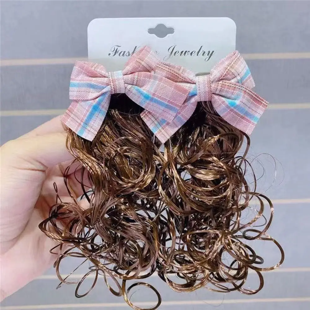 Tassels Cloth Princess Curly Hairclip Wave Point Baby Wig Hairpin Bowknot Hairclip New Year Headdress Children Hair Accessories