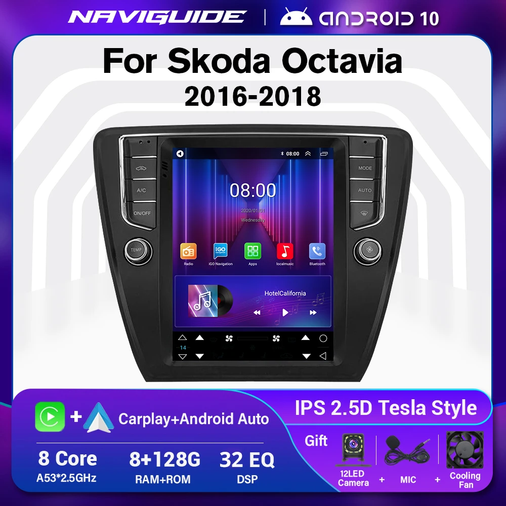 

Автомобильный радиоприемник IDE S7 8G + 128G для Skoda Octavia 2016-2018 Android 10,0 для стильного Тесла экрана стерео Мультимедийный Плеер Carplay