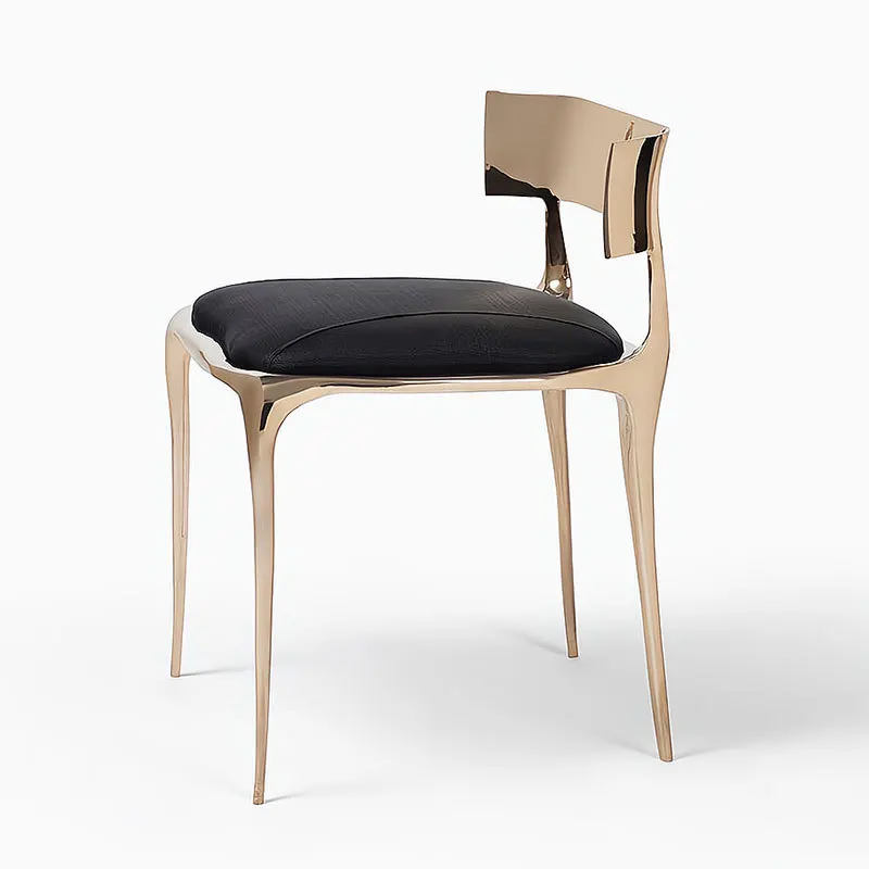 

Modern style simple stainless steel dining chair household luxury villa 4 people small apartment