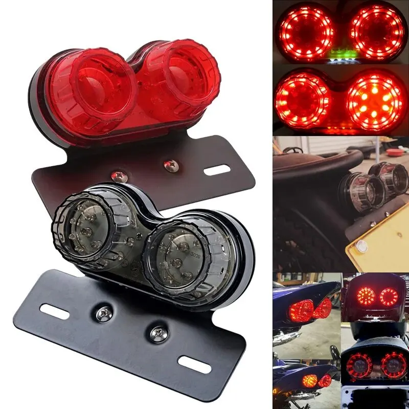 Motorcycle Dual Tail Brake Light Stop Warning Lamp Moto Modified License Plate Holder Turn Signals Motorcycle Accessories