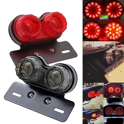 Imagen 1 del producto Luz de freno trasera doble para motocicleta, lámpara de advertencia de parada, soporte para matrícula modificado, intermitentes, accesorios para motocicleta